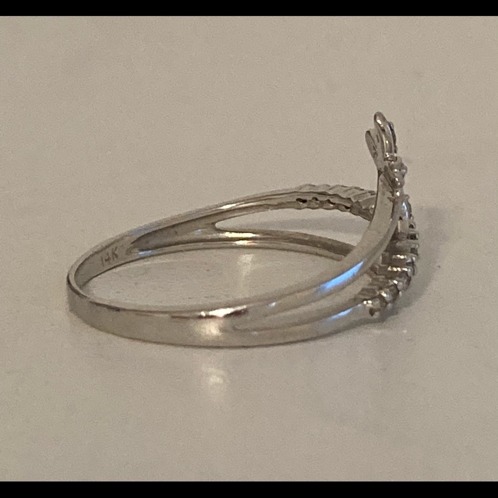 Solid 14k WG Diamond 5 Petal Flower Ring Fresh Fun - Picture 3 of 9
